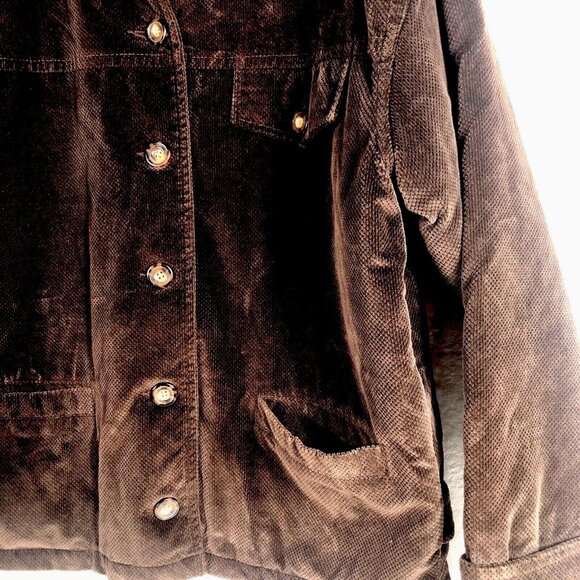 Saint Johns Bay Authentic Woman's Brown Corduroy Button Up Coat Adult Medium - Picture 5 of 16